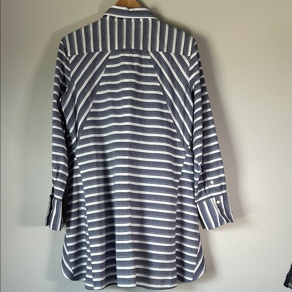 Donna Karan Navy and White Striped Blouse - Picture 2 of 12